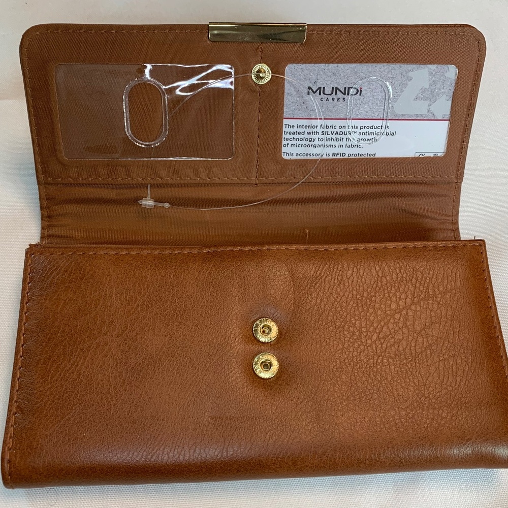 NWOT SafeKeeper Brand Brown with Colorful Stripes Trifold RFID Wallet! - Picture 8 of 12